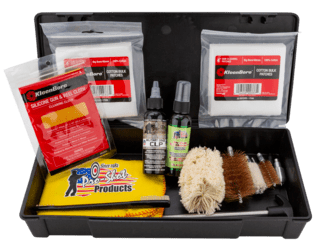 KleenBore Less Lethal Weapon Care System for 37/40 Cal/12 Gauge includes cleaning supplies and gear in a case
